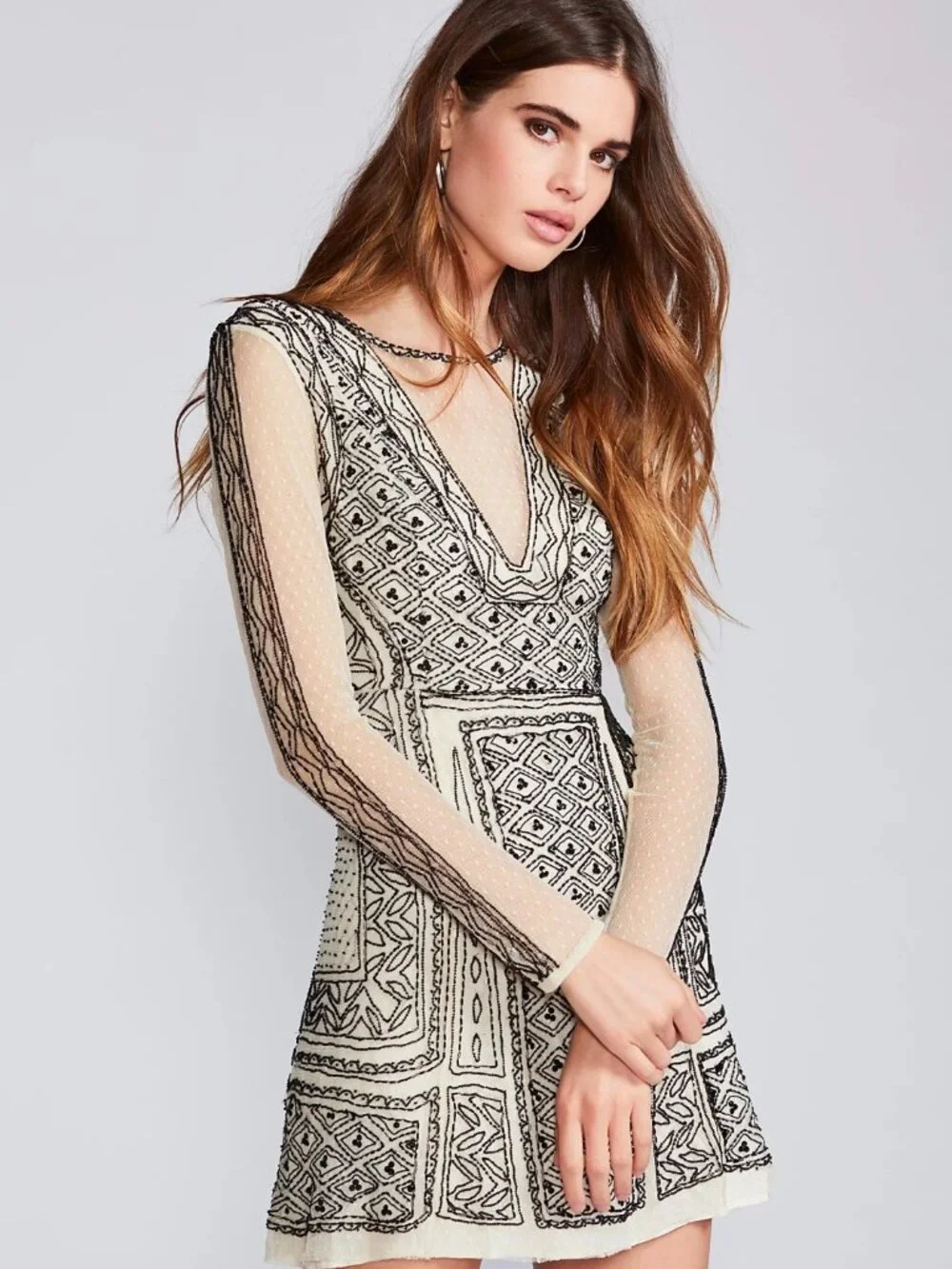 Free People Valentina Beaded Mini Dress